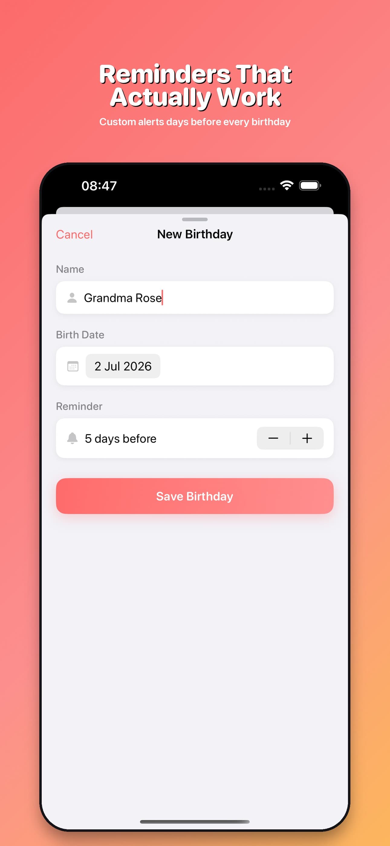 Birthday Reminder Pro screenshot