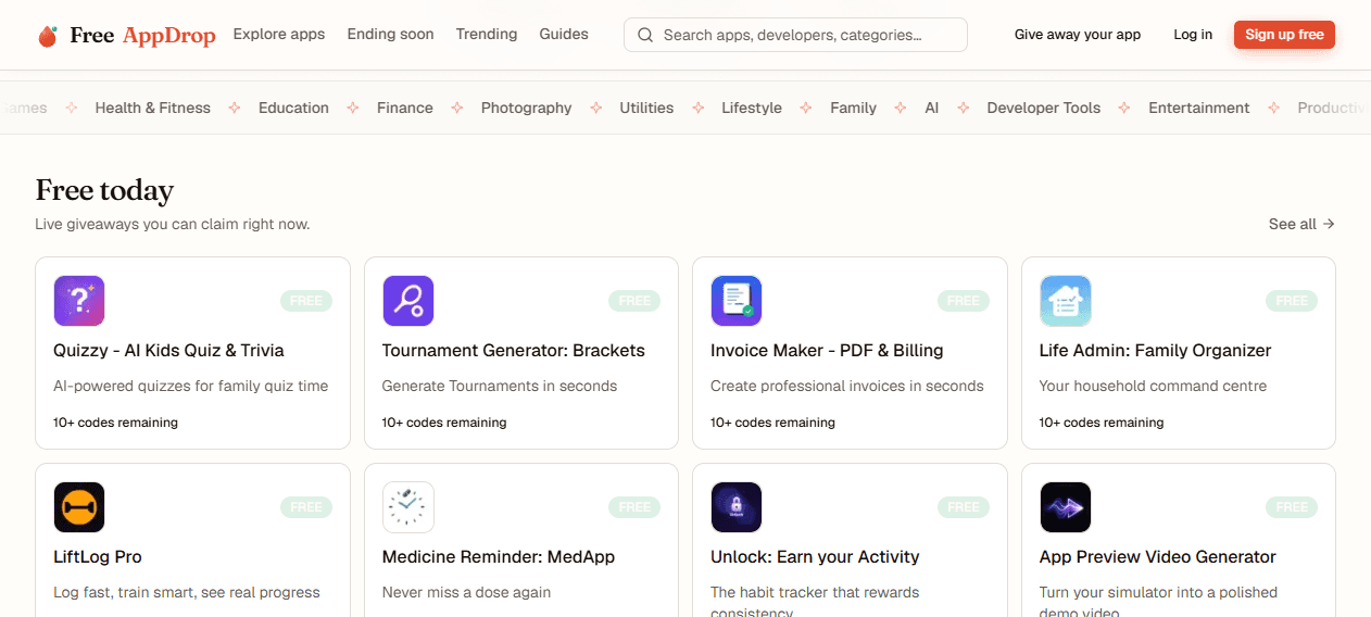 FreeAppDrop screenshot